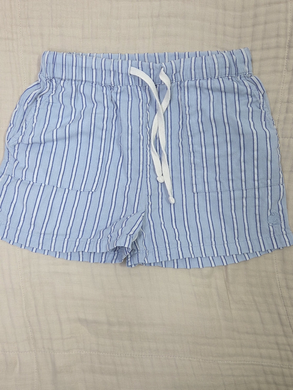 BABYCOTTONS Light Blue Varsity Striped 100% Pima Cotton Shorts Size 4 Years